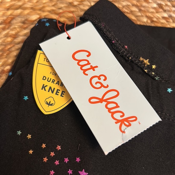 Cat and Jack, NWT 2-pack leggings, black and black/star print, multi Sz 7/8 - Picture 2 of 4